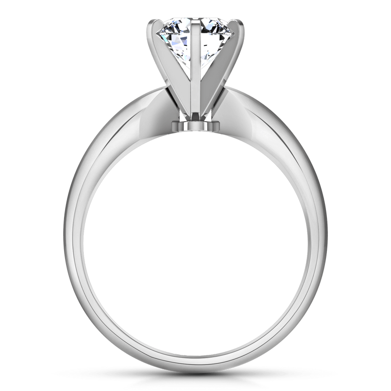 Round Diamond Solitaire Engagement Ring Wide Classic 6 Prong 14K White Gold