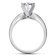 Round Diamond Solitaire Engagement Ring Wide Classic 6 Prong 14K White Gold