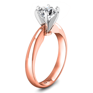 Solitaire Diamond Engagement Ring Wide Classic 6 Prong 14K Rose Gold