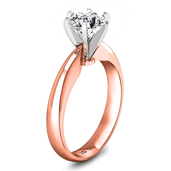 Solitaire Diamond Engagement Ring Wide Classic 6 Prong 14K Rose Gold