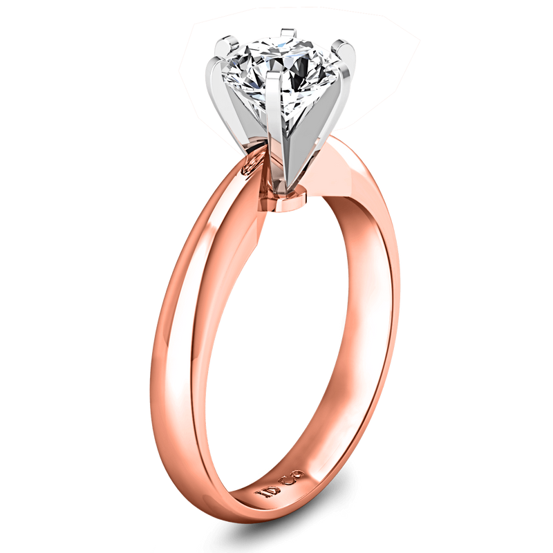 Solitaire Diamond Engagement Ring Wide Classic 6 Prong 14K Rose Gold