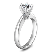 Round Diamond Solitaire Engagement Ring Wide Classic 6 Prong 14K White Gold