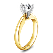 Solitaire Diamond Engagement Ring Wide Classic 6 Prong 14K Yellow Gold