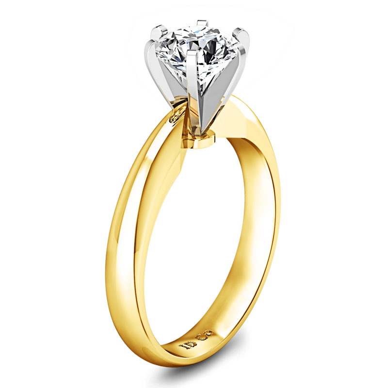 Solitaire Diamond Engagement Ring Wide Classic 6 Prong 14K Yellow Gold