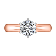 Solitaire Diamond Engagement Ring Wide Classic 6 Prong 14K Rose Gold