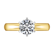 Solitaire Diamond Engagement Ring Wide Classic 6 Prong 14K Yellow Gold
