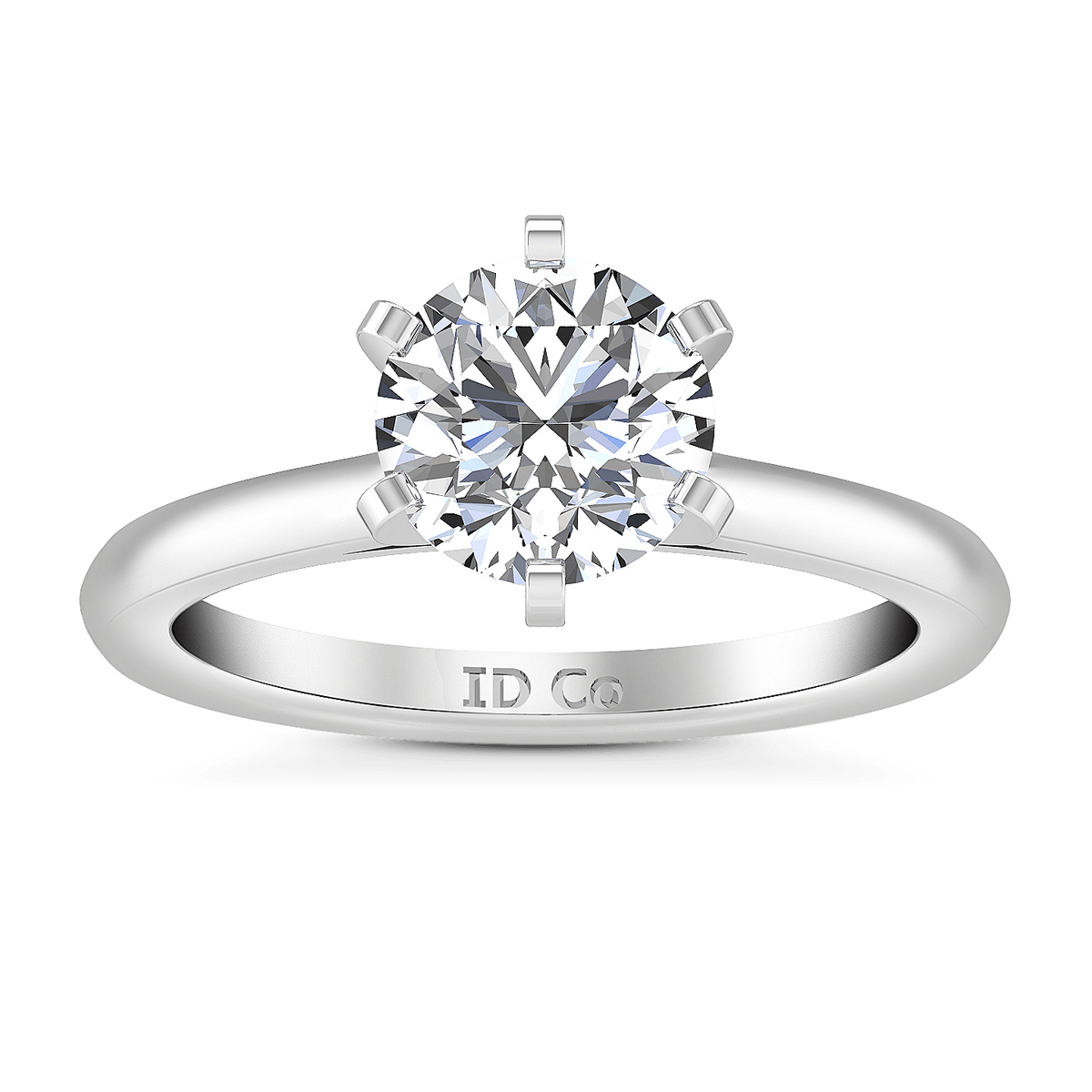 Round Diamond Solitaire Engagement Ring Petite Cathedral 14K White Gold
