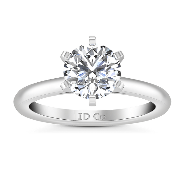 Round Diamond Solitaire Engagement Ring Petite Cathedral 14K White Gold