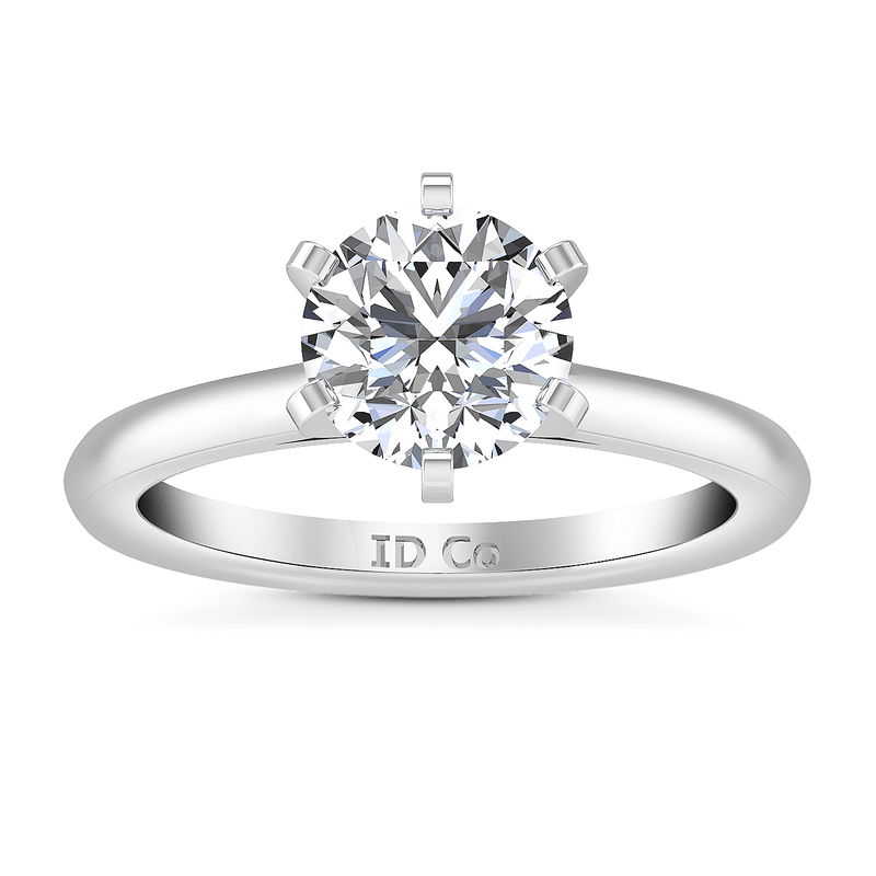 Round Diamond Solitaire Engagement Ring Petite Cathedral 14K White Gold