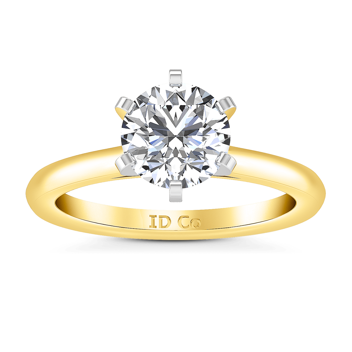 Solitaire Diamond Engagement Ring Petite Cathedral 14K Yellow Gold