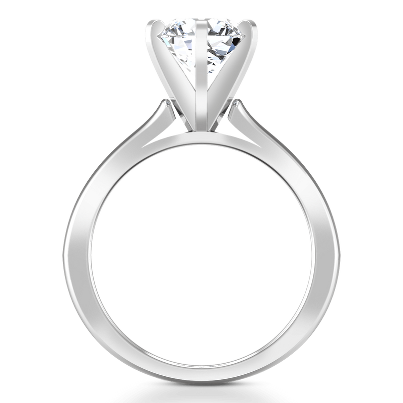 Round Diamond Solitaire Engagement Ring Petite Cathedral 14K White Gold