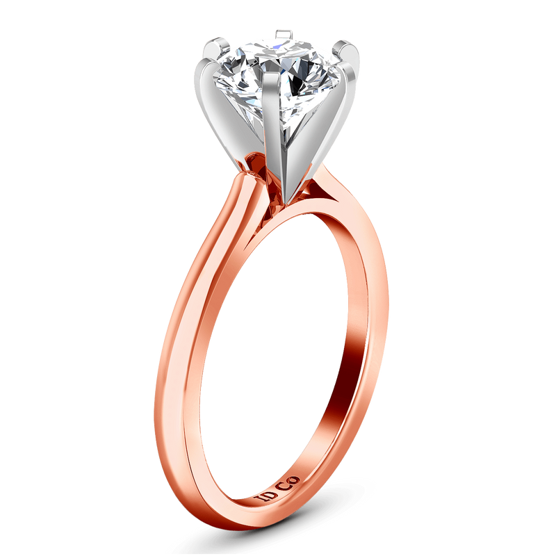 Solitaire Diamond Engagement Ring Petite Cathedral 14K Rose Gold