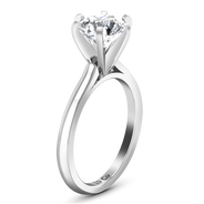 Round Diamond Solitaire Engagement Ring Petite Cathedral 14K White Gold