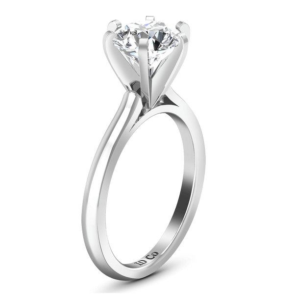 Round Diamond Solitaire Engagement Ring Petite Cathedral 14K White Gold