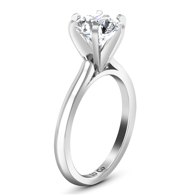 Round Diamond Solitaire Engagement Ring Petite Cathedral 14K White Gold