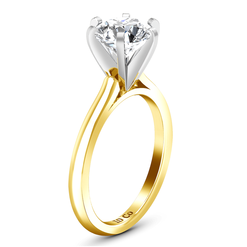 Solitaire Diamond Engagement Ring Petite Cathedral 14K Yellow Gold