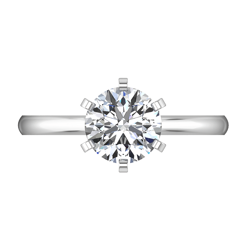 Round Diamond Solitaire Engagement Ring Petite Cathedral 14K White Gold