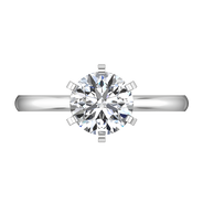 Round Diamond Solitaire Engagement Ring Petite Cathedral 14K White Gold