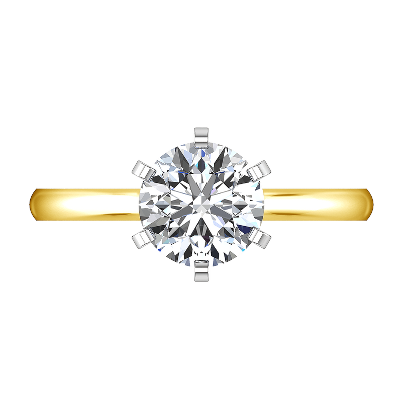 Solitaire Diamond Engagement Ring Petite Cathedral 14K Yellow Gold