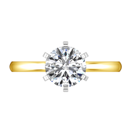 Solitaire Diamond Engagement Ring Petite Cathedral 14K Yellow Gold