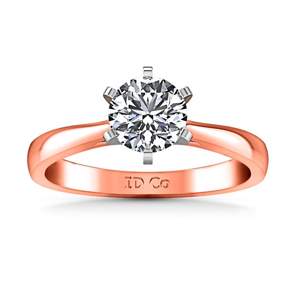 Solitaire Diamond Engagement Ring Tapered And Arched 14K Rose Gold