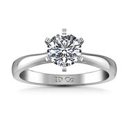 Round Diamond Solitaire Engagement Ring Tapered And Arched 14K White Gold