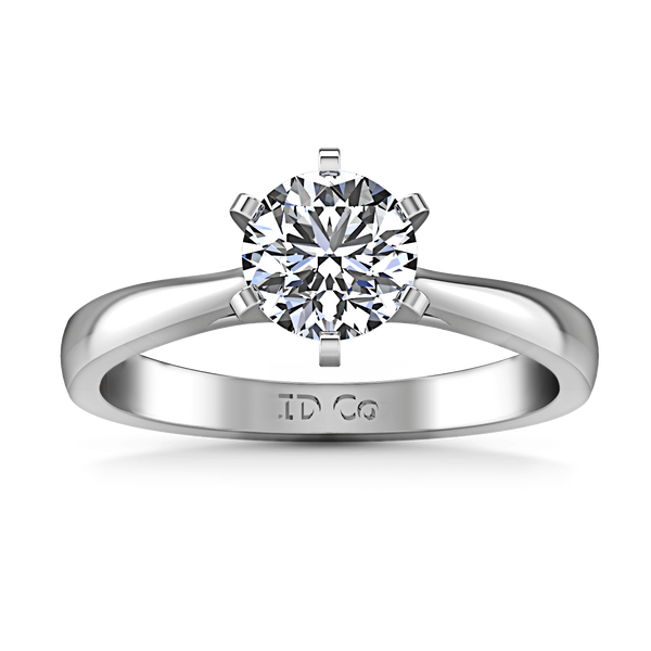 Round Diamond Solitaire Engagement Ring Tapered And Arched 14K White Gold