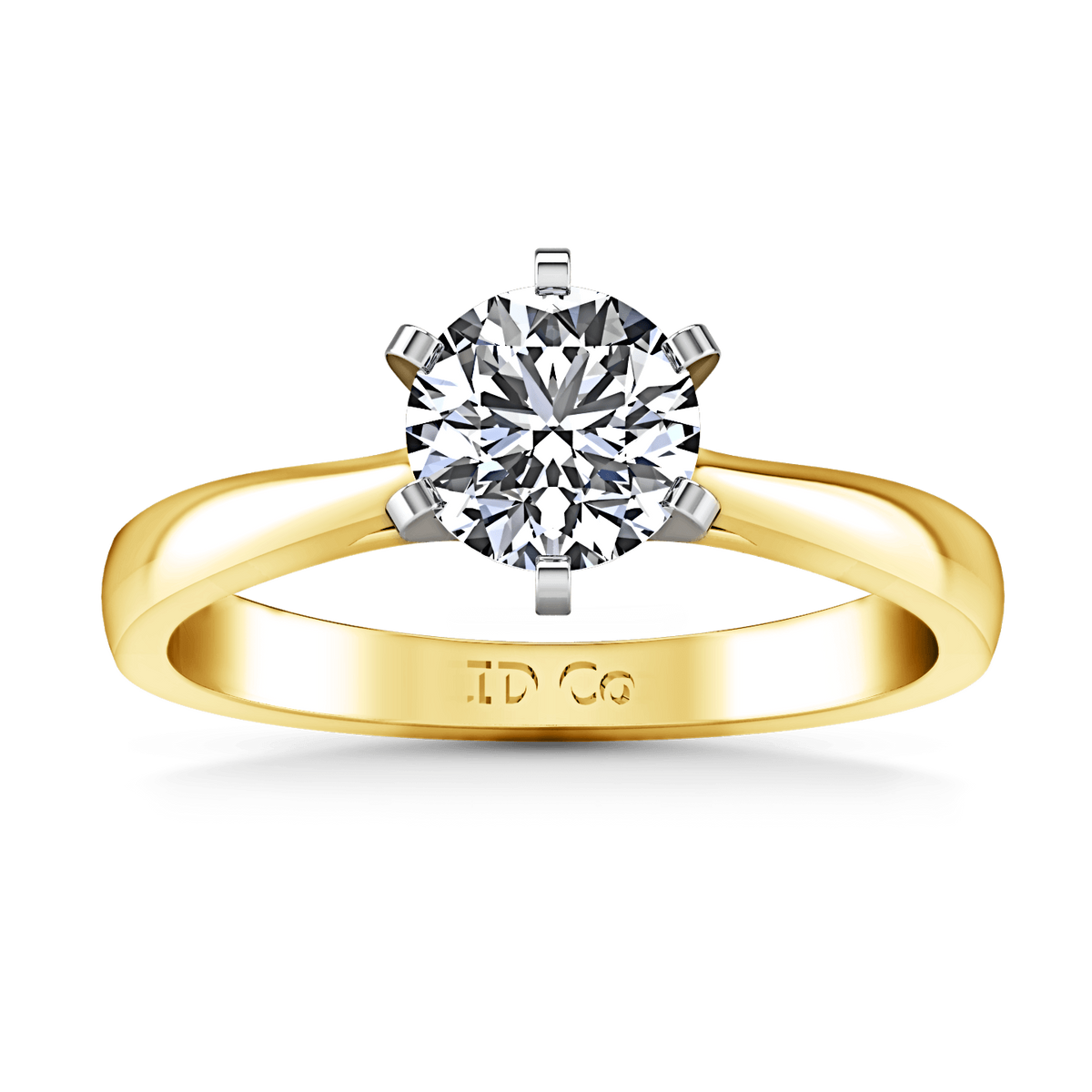 Solitaire Diamond Engagement Ring Tapered And Arched 14K Yellow Gold