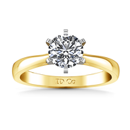 Solitaire Diamond Engagement Ring Tapered And Arched 14K Yellow Gold