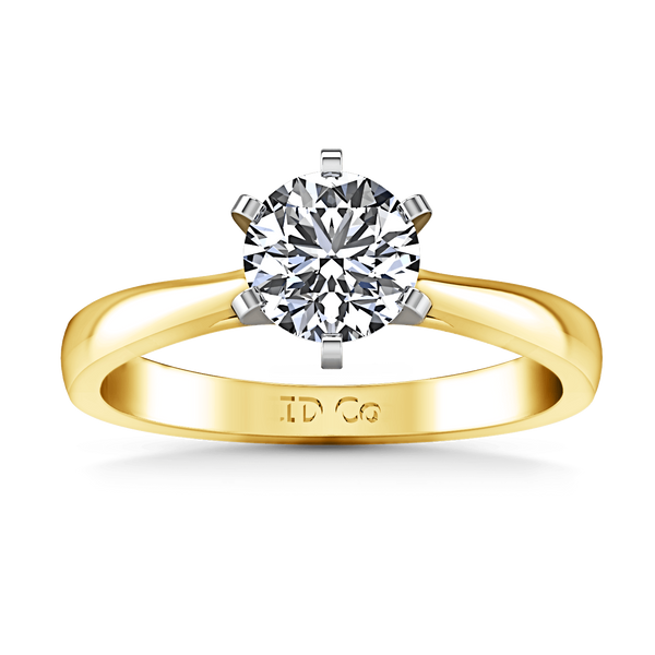 Solitaire Diamond Engagement Ring Tapered And Arched 14K Yellow Gold