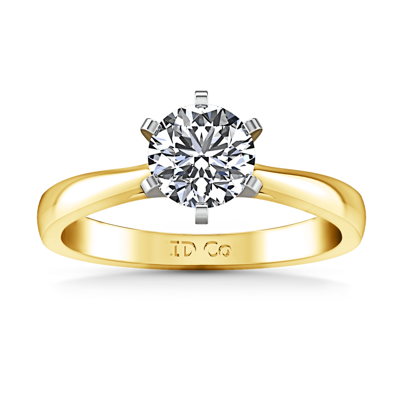 Solitaire Diamond Engagement Ring Tapered And Arched 14K Yellow Gold