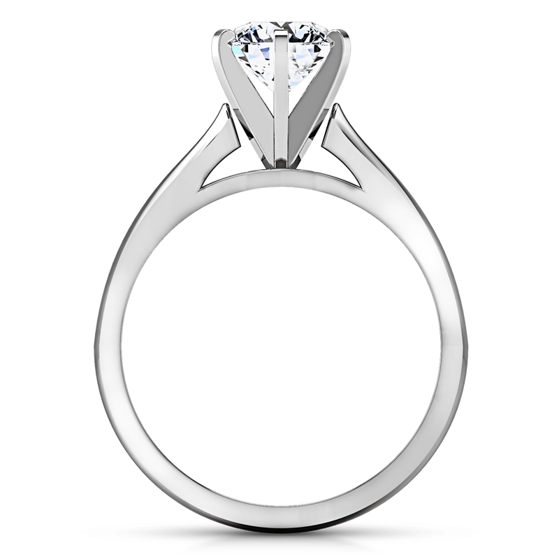 Round Diamond Solitaire Engagement Ring Tapered And Arched 14K White Gold