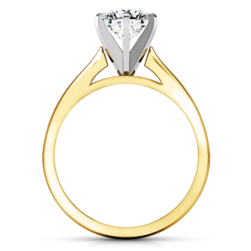 Solitaire Diamond Engagement Ring Tapered And Arched 14K Yellow Gold