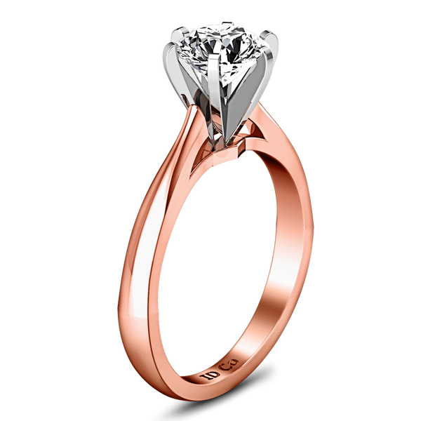 Solitaire Diamond Engagement Ring Tapered And Arched 14K Rose Gold