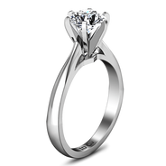 Round Diamond Solitaire Engagement Ring Tapered And Arched 14K White Gold