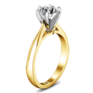Solitaire Diamond Engagement Ring Tapered And Arched 14K Yellow Gold