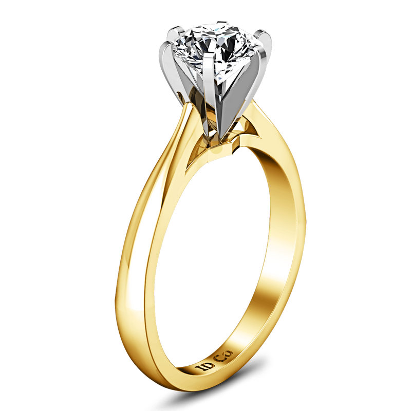 Solitaire Diamond Engagement Ring Tapered And Arched 14K Yellow Gold
