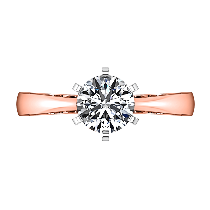 Solitaire Diamond Engagement Ring Tapered And Arched 14K Rose Gold