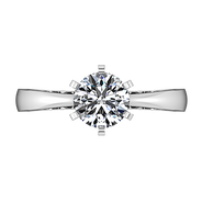 Round Diamond Solitaire Engagement Ring Tapered And Arched 14K White Gold