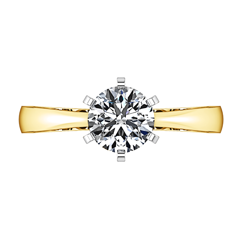 Solitaire Diamond Engagement Ring Tapered And Arched 14K Yellow Gold