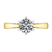 Solitaire Diamond Engagement Ring Tapered And Arched 14K Yellow Gold