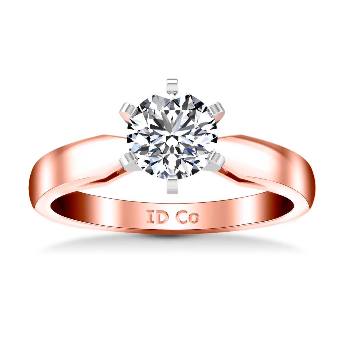 Solitaire Diamond Engagement Ring Wide Tappered 14K Rose Gold