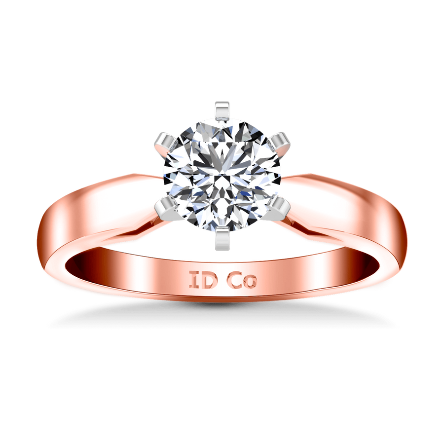 Solitaire Diamond Engagement Ring Wide Tappered 14K Rose Gold