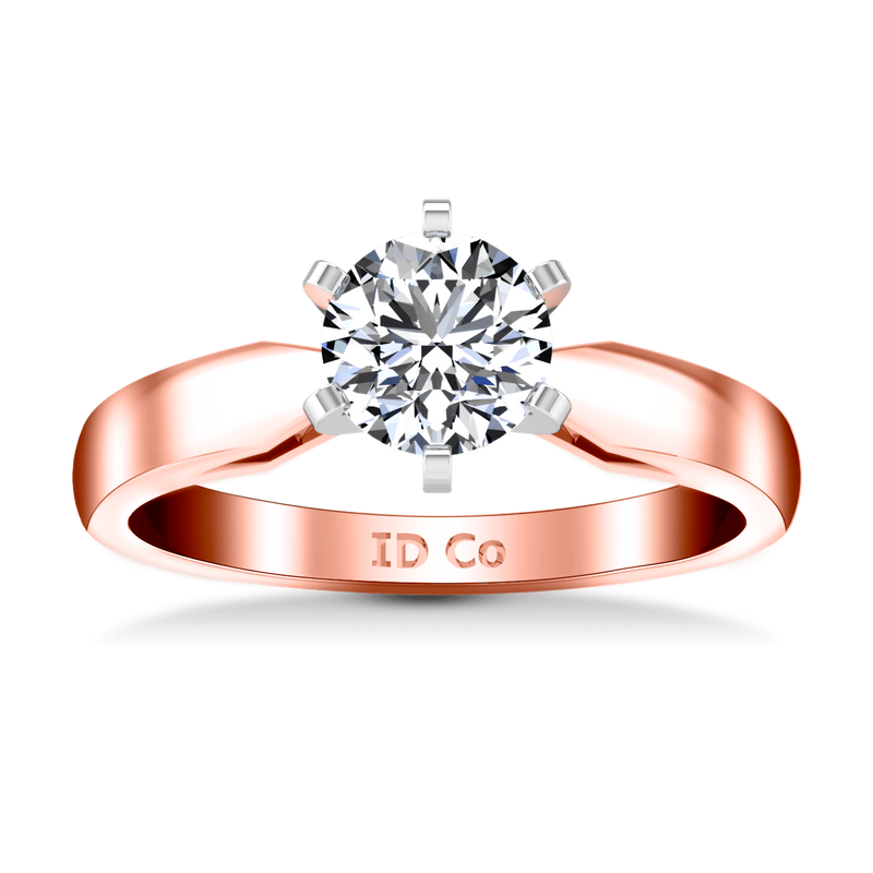 Solitaire Diamond Engagement Ring Wide Tappered 14K Rose Gold