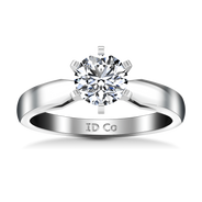 Round Diamond Solitaire Engagement Ring Wide Tappered 14K White Gold