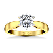 Solitaire Diamond Engagement Ring Wide Tappered 14K Yellow Gold