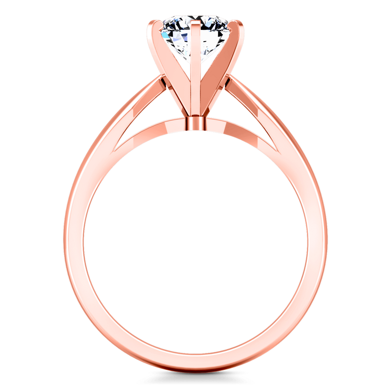 Solitaire Diamond Engagement Ring Wide Tappered 14K Rose Gold
