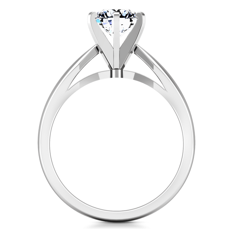 Round Diamond Solitaire Engagement Ring Wide Tappered 14K White Gold