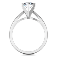 Round Diamond Solitaire Engagement Ring Wide Tappered 14K White Gold