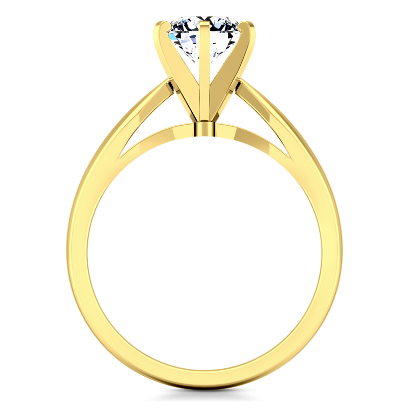 Solitaire Diamond Engagement Ring Wide Tappered 14K Yellow Gold